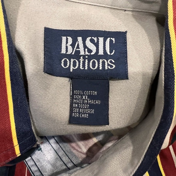 Basic Options Long Sleeve Button Down Shirt XL Vintage Striped 100% Cotton - Picture 6 of 7